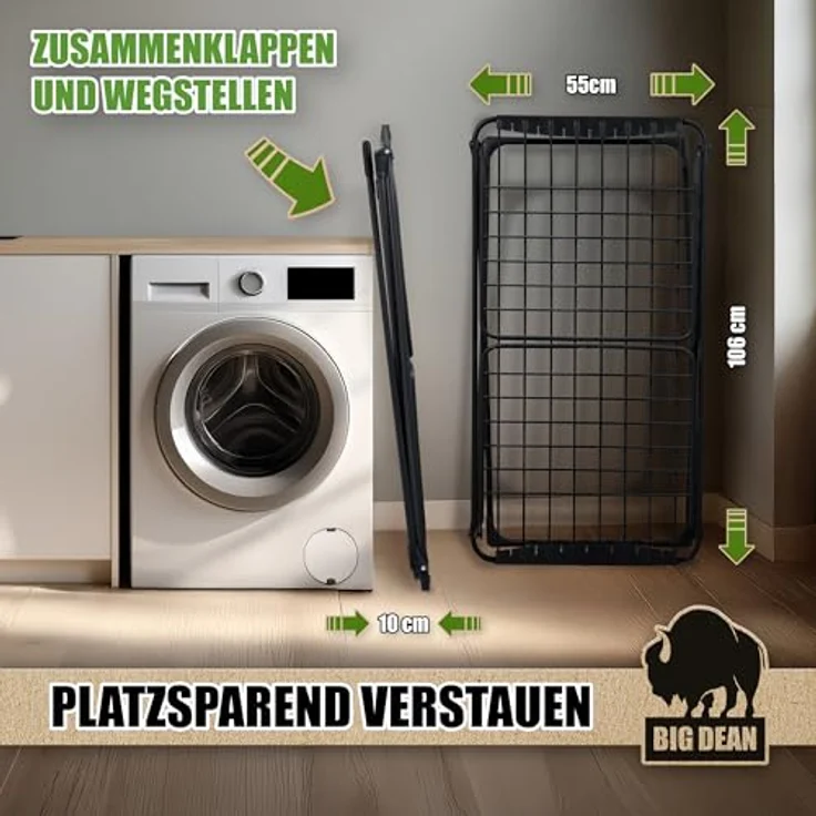 BigDean Wäscheständer NEUHEIT, 20m Wäschetrockner mit extra dicken "Grip" Wäscheleinen und extra Höhe, Made in Europe – Bild 8