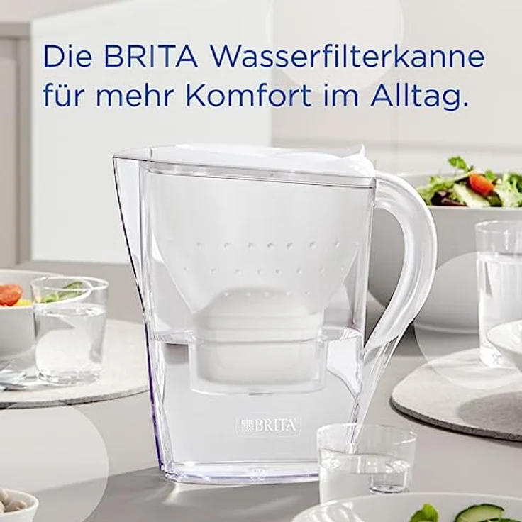 BRITA Wasserfilter-Kanne Marella weiß (2,4l) inkl. 6x MAXTRA PRO All-in-1 Kartusche (Halbjahrespaket) – Filter zur Reduzierung von Kalk, Chlor, Blei, Kupfer & geschmacksstörenden Stoffen im Wasser – Bild 2