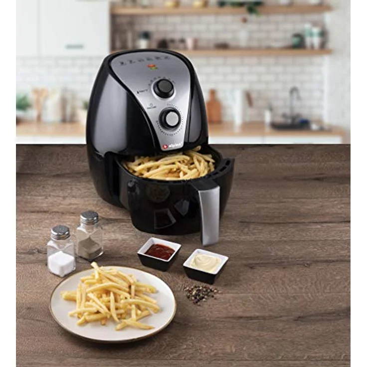 alpina Heißluftfritteuse Airfryer, ohne Öl, XL 3,2 Liter Fassungsvermögen, 80-200 Grad, 1500 Watt, Schwarz, Kunststoff – Bild 7