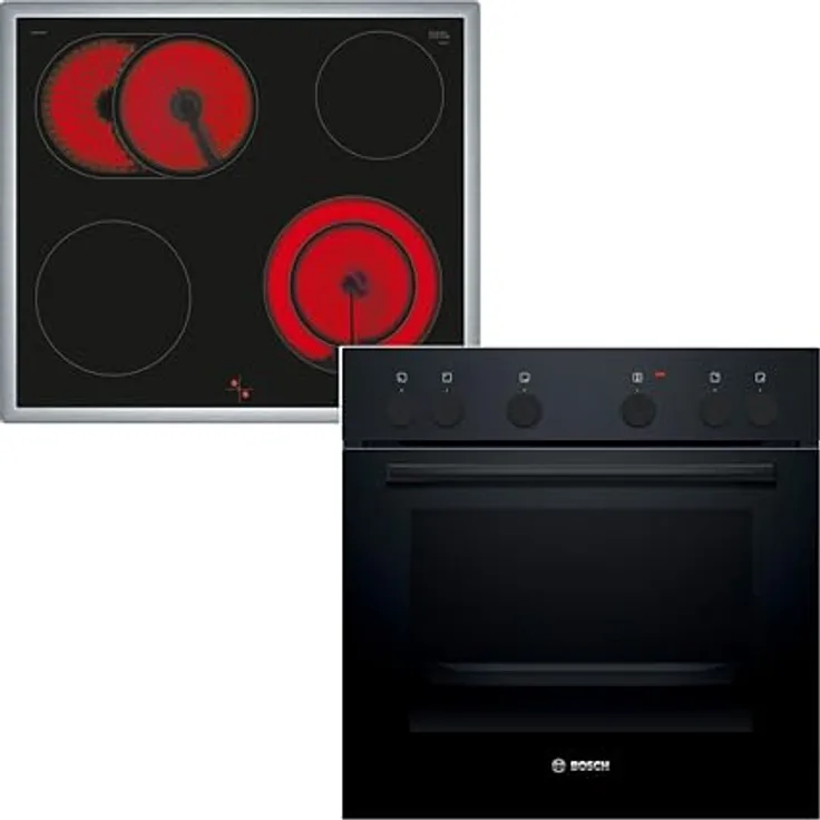 Bosch HND211LR1 Herdset mit 66 l Backofen, HiLightkochzonen und Edelstahlramen, schwarz