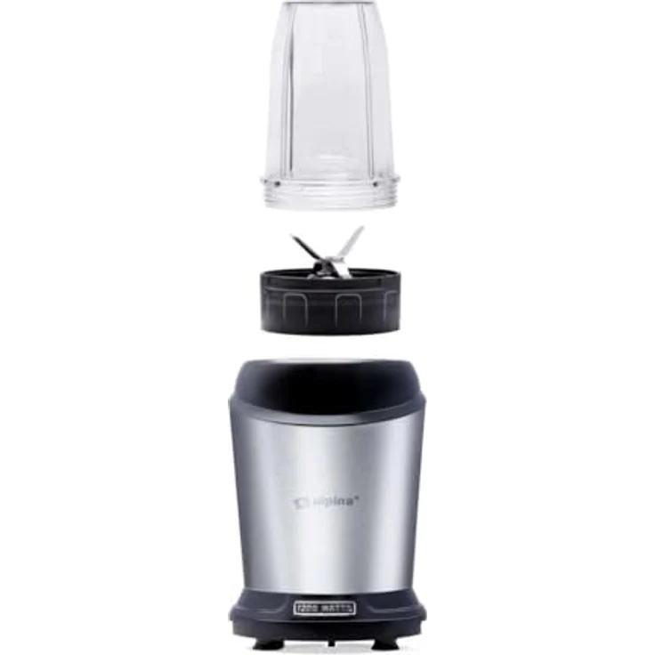 alpina Smoothie Maker 1200 W, Standmixer mit 1L Krug und 500 ML Mitnehmbecher, abnehmbare Edelstahlklingen, rutschfester Boden, Silber – Bild 4