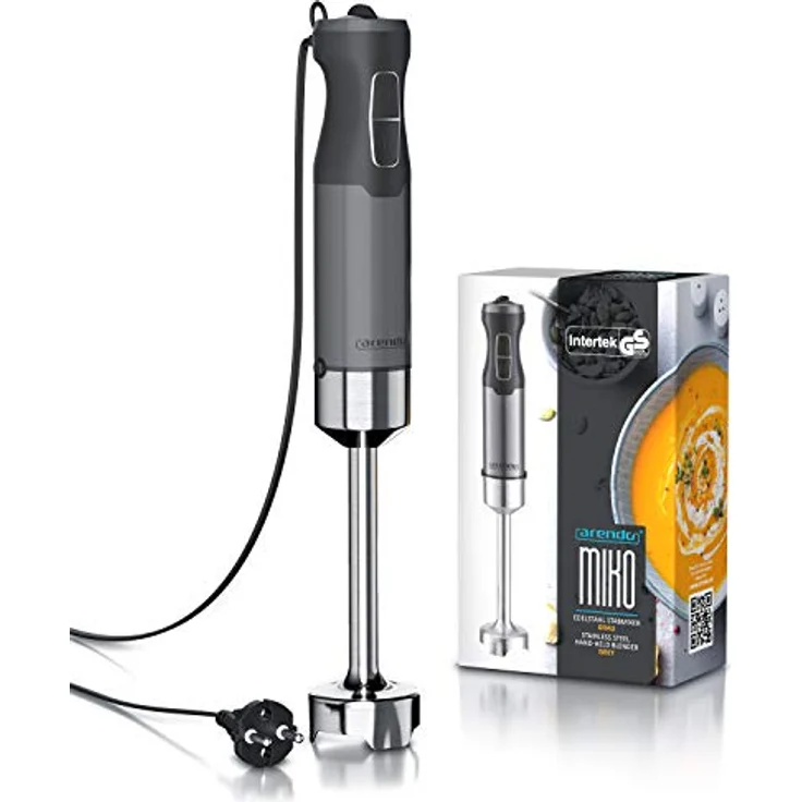 Arendo Handmixer & Rührgeräte 1000 Watt inkl. Messbecher - vierflügeliges Messer - abnehmbarer Mixfuß - Edelstahl Cool Grey – Bild 8