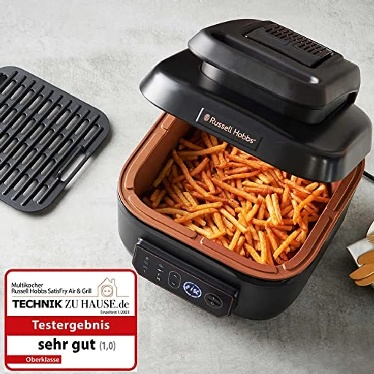 Russell Hobbs Heißluftfritteuse XL 5,5l Multi [AirFryer & Grill & Multikocher] SatisFry (spülmaschinenfest, Ober-&Unterhitze, kein Schütteln mehr, Slow Cooker, Backen etc, inkl. Grillplatte) 26520-56 – Bild 2