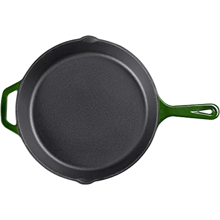 Navaris Gusseiserne Bratpfanne - 30cm Steakpfanne emailliert, Gusseisen (1-St) - Profi Küchenpfanne mit Ausgießern – Bild 5