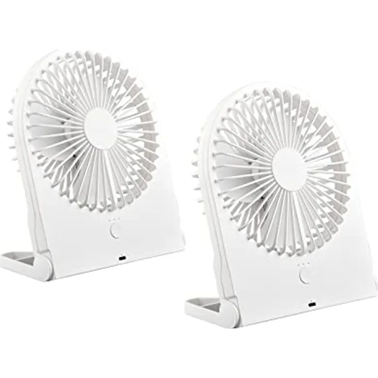 Setpoint Mini Ventilatoren 2er SET, Akku mit USB-C Anschluß, 3 Geschwindigkeitsstufen, Weiß, Höhe 23cm