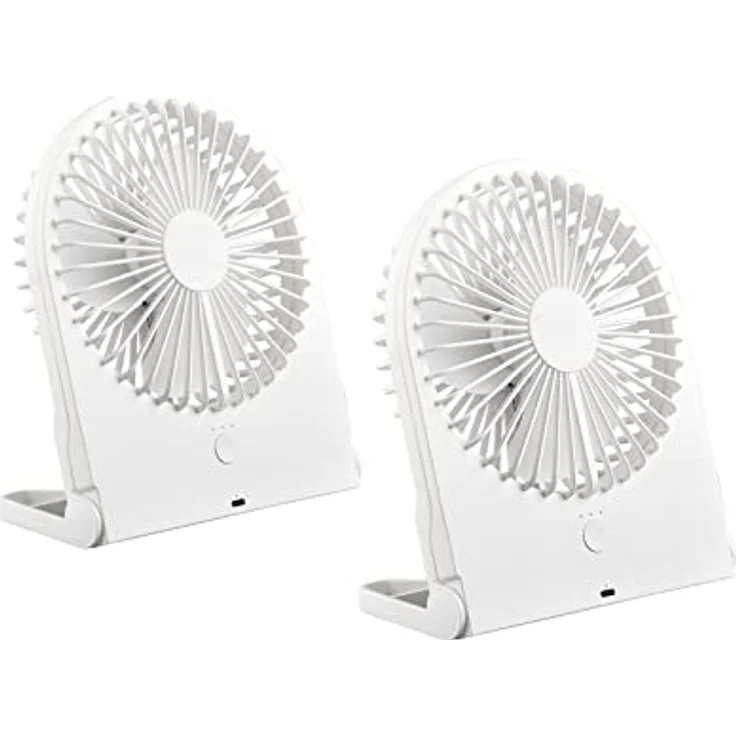 Setpoint Mini Ventilatoren 2er SET, Akku mit USB-C Anschluß, 3 Geschwindigkeitsstufen, Weiß, Höhe 23cm – Bild 1