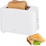 Clatronic® kompakter Toaster 2 Scheiben | Toaster mit Auftau-/Aufwärm-/Schnellstoppfunktion | Toaster mit Brötchenaufsatz | Toaster weiß auch für Toastbrötchen & Fertigwaffeln | TA 3801