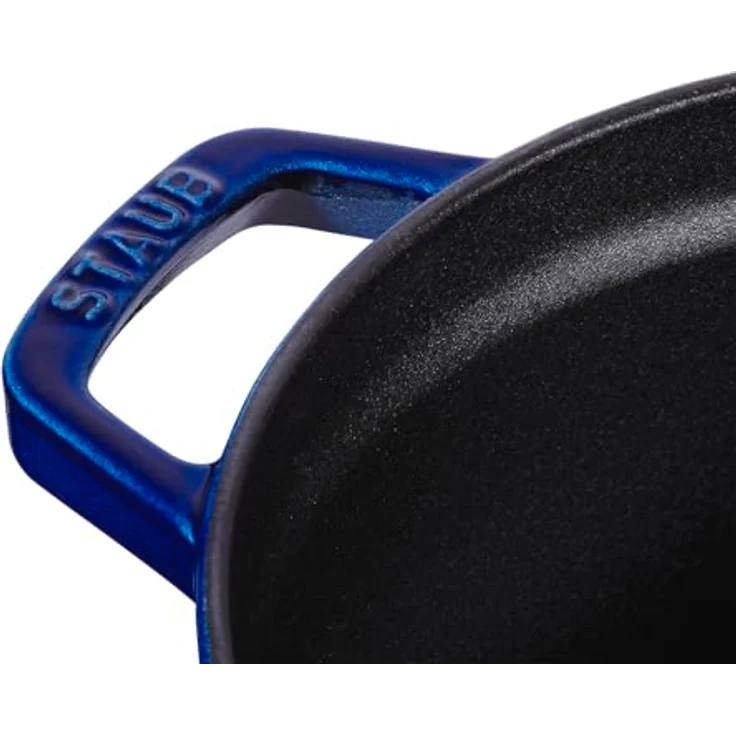Staub 1103091 Cocotte-Bräter, rund mit Deckel 30 cm, 8,35 L, mit mattschwarzer lierung im Inneren des Topfes, dunkelblau – Bild 3