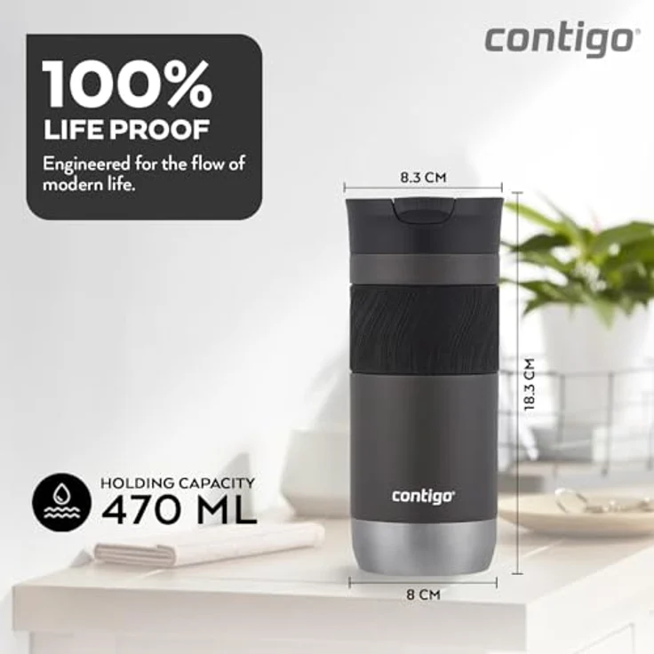 CONTIGO BYRON STAINLESS Trinkflasche, 470 ML, Edelstahl, mit Thermobecher – Bild 4