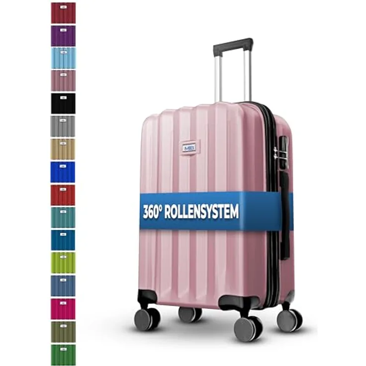 MY TRAVEL BAG Hartschalen-Koffer Trolley ABS Reisekoffer 4 Zwillingsrollen (Rose-Gold, Großer Koffer 75cm)