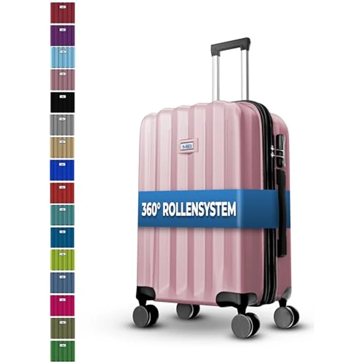 MY TRAVEL BAG Hartschalen-Koffer Trolley ABS Reisekoffer 4 Zwillingsrollen (Rose-Gold, Großer Koffer 75cm) – Bild 1