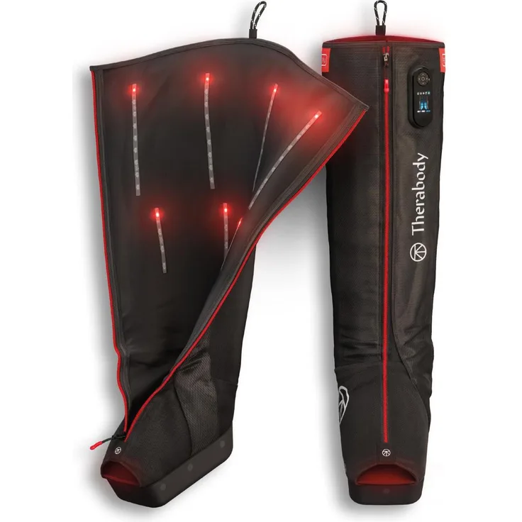Therabody JetBoots Pro Plus, Lymphmassagegerät mit pneumatischer Kompression, Vibration und Infrarot-LED-Therapie, kabellos, LCD-Display, 8 Programme