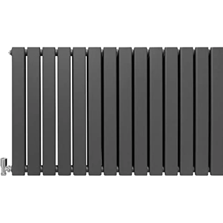 Paneelheizkörper Flachheizkörper Design Heizkörper Heizung 60cm x 140cm Anthrazit Grau Horizontal Heizgerät Doppellagig Wandheizkörper Küche Wohnzimmer Badezimmer Reinigungsbürste und Befestigungsset – Bild 3