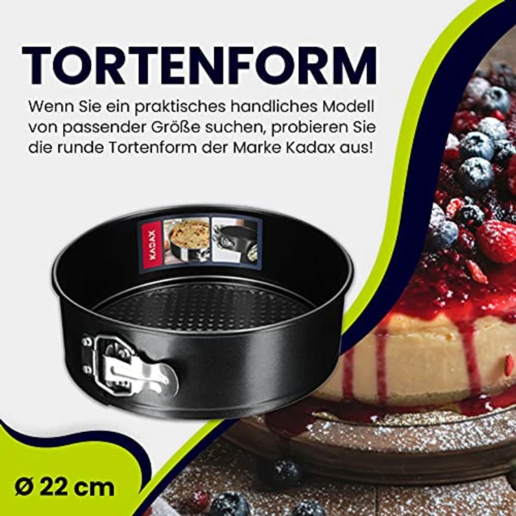 KADAX Tortenform, runde Backform Ø 21,5cm-30cm, aus verzinktem Blech mit Antihaftschicht, auslaufsicher, Schwarz – Bild 2