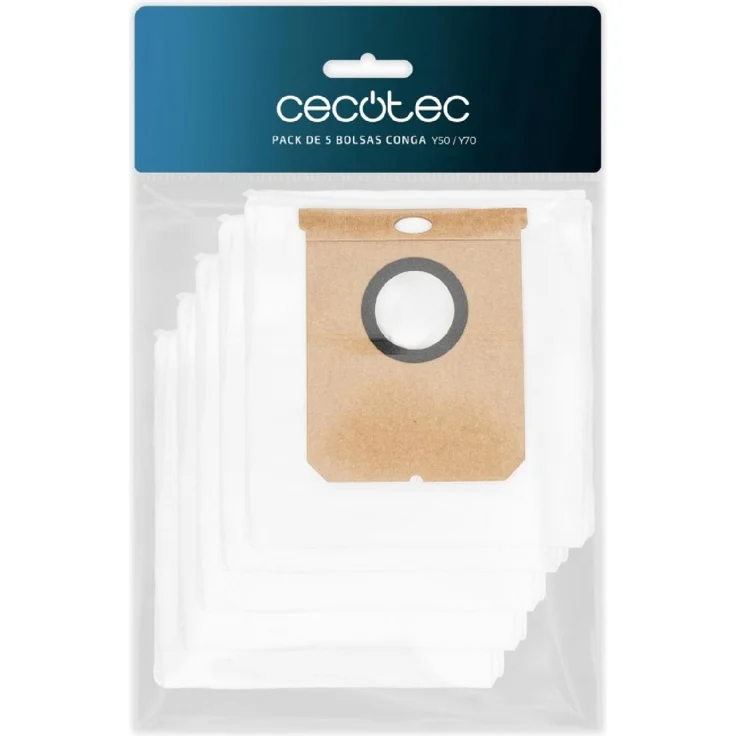 Cecotec Pack mit 5 Staubbeuteln für Selbstentleerungs-Basisstation Conga Y50/Y70, hochwertiges Zubehör für optimale Leistung