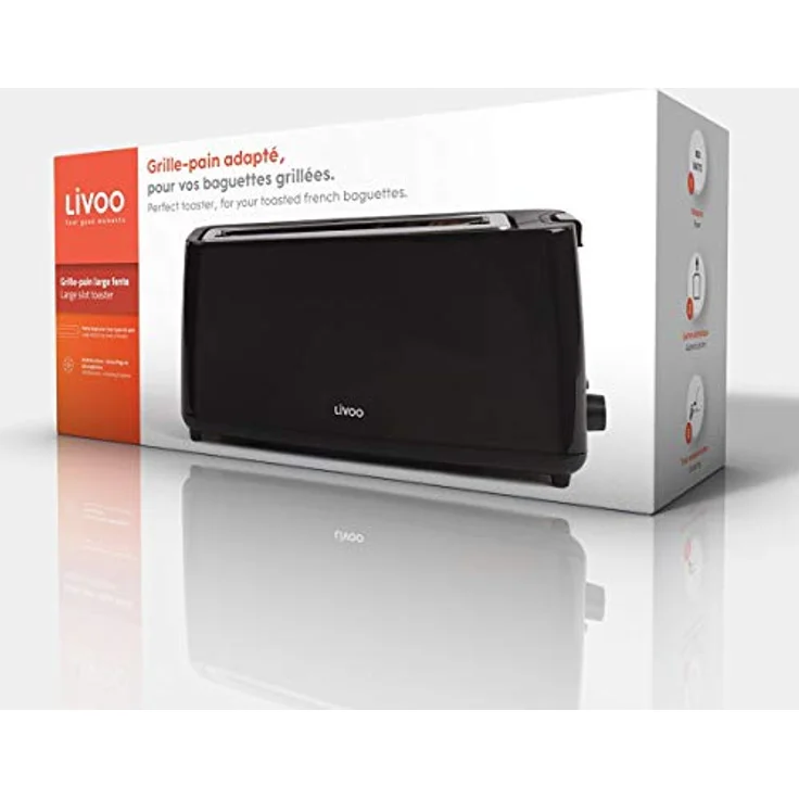 LIVOO DOD168N Breit-Schlitz-Toaster, 800W, Krümelschublade, schwarz – Bild 5