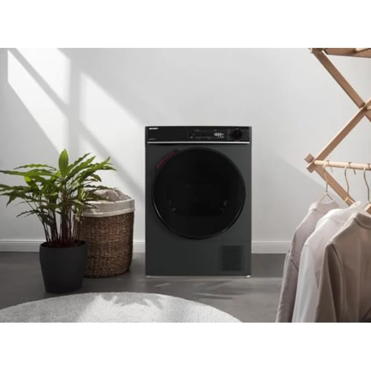 SHARP KD-WNHB0S9GAC-DE Wäschetrockner, 10 kg, Energieeffizienzklasse C, WiFi, 15 Trockenprogramme inkl. 20-Minuten-Schnelltrockenprogramm, Espresso Grey – Bild 3