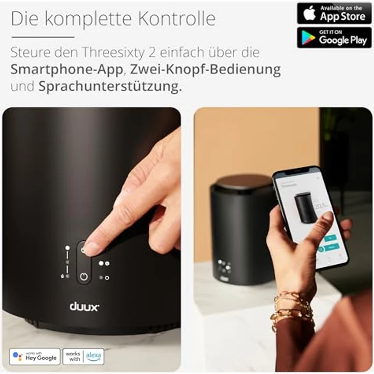 Duux Threesixty 2 Smart Keramik Heizlüfter Schwarz - 1800 Watt & 3 Stufen - 360° Elektrische Heizung - Leise & Energiesparend – Bild 5