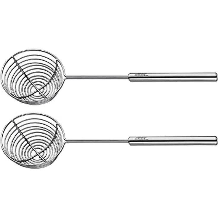 Spring Fondue Siebchen | 2er Set | 24 cm | rostfreier Edelstahl | Fischfondue Körbchen | Fonduesieb Gemüse | Fondue Zubehör | spülmaschinenfest