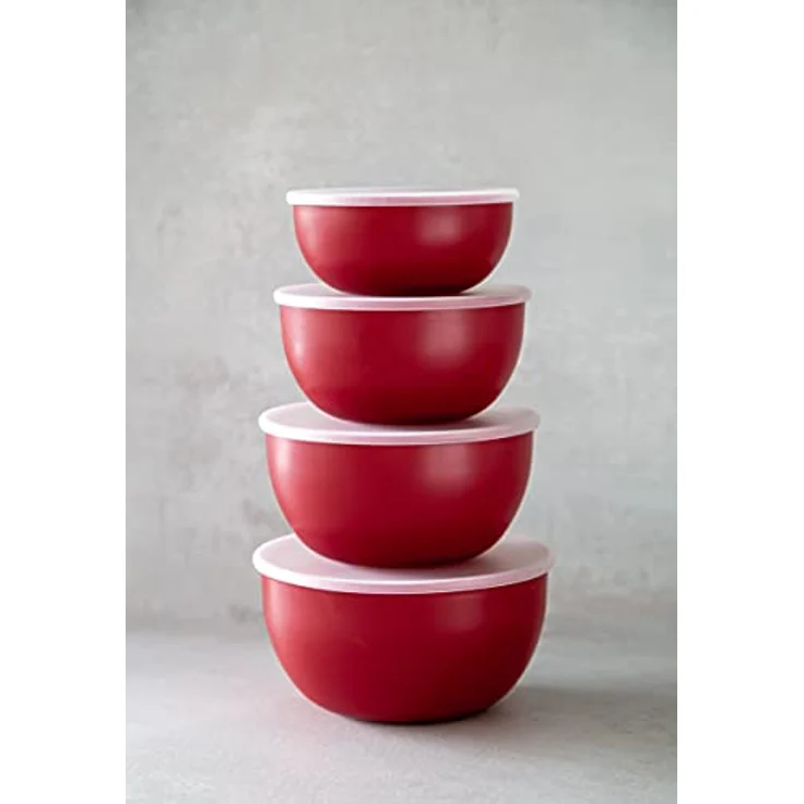 KitchenAid - Salatschüsseln, 591 ml, aus Kunststoff mit Deckel, rot, 4er Set – Bild 5