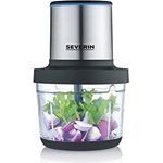SEVERIN Kabelloser Akku-Universalzerkleinerer, Multizerkleinerer für grobes und feines Zerkleinern, Zerkleinerer mit umfangreichem Zubehör, schwarz-matt/Edelstahl-gebürstet, KM 3866