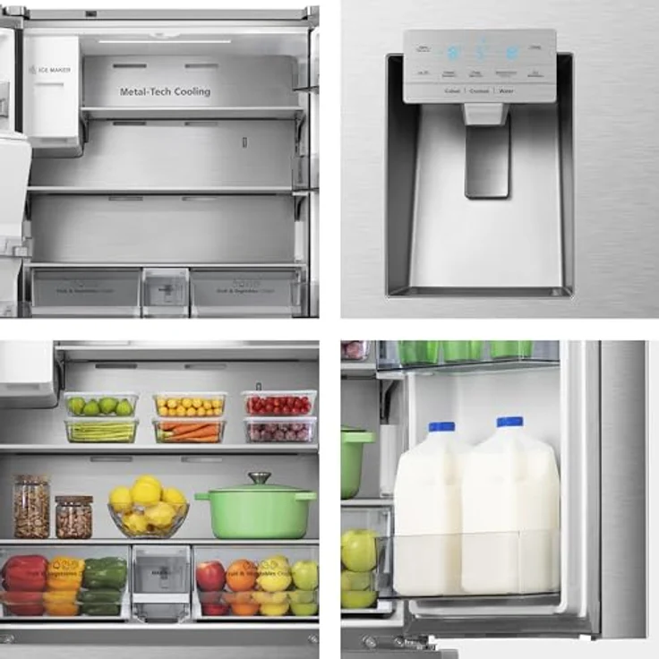 Hisense RF 728 N 4 SASE French-Door-Kühlschrank, freistehend, inoxfarben, NoFrost, Breite 91.4 cm, Energieklasse E – Bild 12
