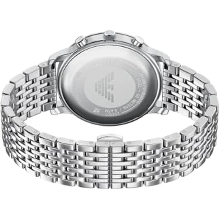 Emporio Armani AR11772, Herren 42MM silberfarbene Edelstahl Uhr mit schwarzem Sunray-Zifferblatt, Quarzwerk, kratzfestem Mineralglas und 50 m Wasserdichtigkeit – Bild 5