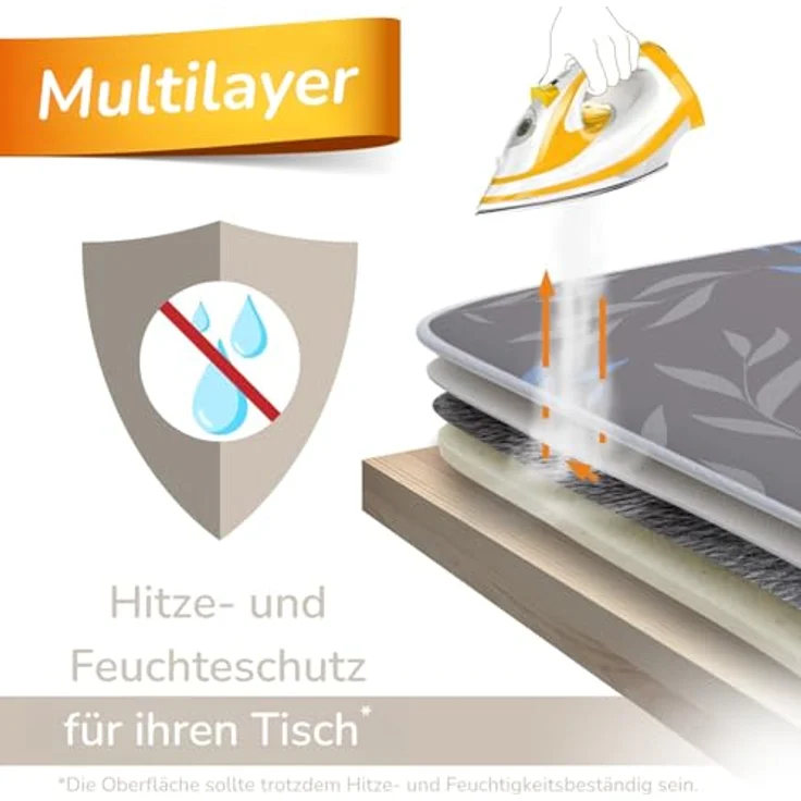 smart&gentle Super Soft Bügeldecke, hitzebeständig 100x65cm, rutschfeste Bügelunterlage mit Feuchtigkeitsschutz für Dampfbügeleisen, Made in Germany – Bild 3