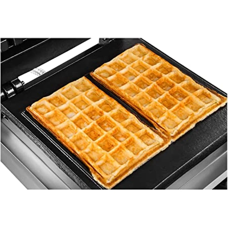 Royal Catering - Waffeleisen Waffelautomat (rechteckig, 37 x 32 x 50 cm, 2.000 W, 10 x 17 cm Waffel, 15 min Timer, Gusseisen & Emaille, Edelstahlgehäuse) Silber – Bild 2