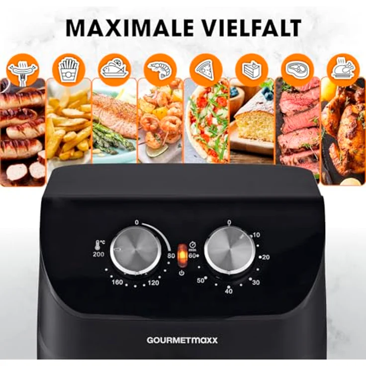 GOURMETmaxx Heißluftfritteuse 4 L | Airfryer mit Timerfunktion & Edelstahl Heizelement | geruchsarm, energiesparend & nahezu ohne Öl | 1400 W – Bild 5