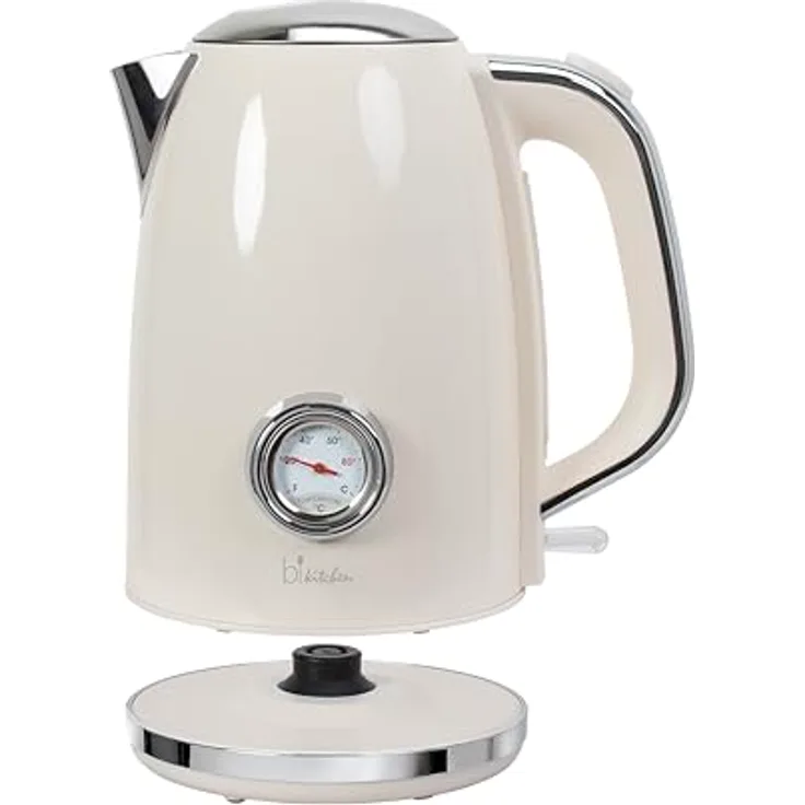 SILVA Schneider Wasserkocher Retro Style - Nostalgia 170, 1850-2200 Watt, 1,7 Liter, Edelstahlgehäuse, Wasserstandsanzeige, Wassertemperaturanzeige, automatische Abschaltung, 360° kabellos, Rot