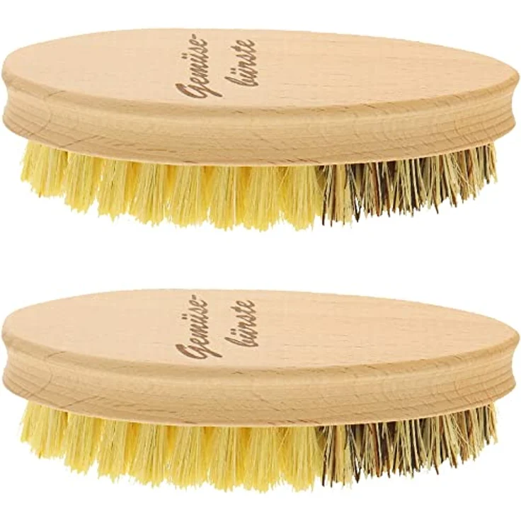 2X HOFMEISTER® Gemüsebürste, 13,5 cm, hochwertige Naturborsten in 2 Härtegraden: echt Union und Fibre, für Kartoffeln, Karotten & Gemüse, Wurzelbürste aus Buchen-Holz, Made in EU – Bild 3