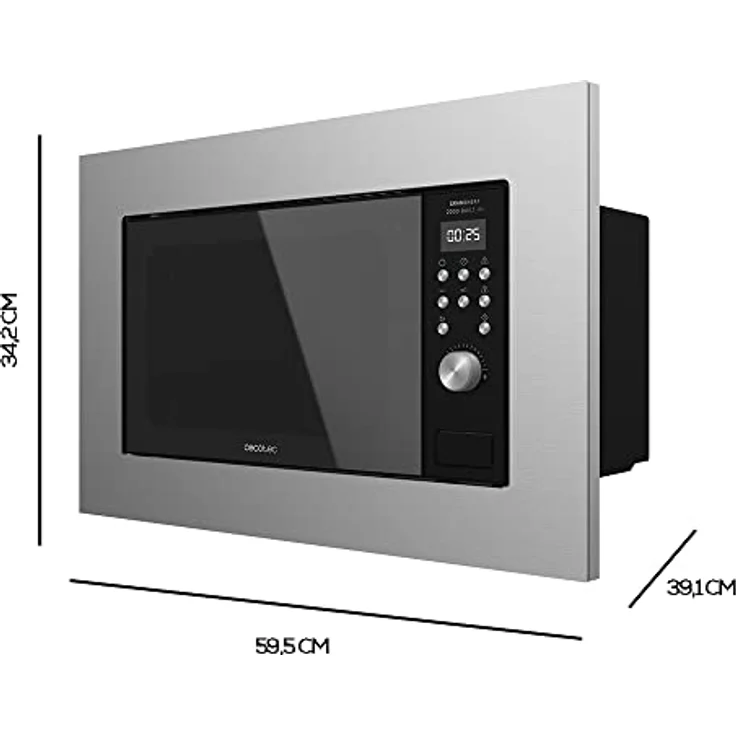 Cecotec Mikrowelle mit Grill, Einbaugerät, 700 Watt, 20 Liter Garraum, grau, Edelstahl – Bild 6