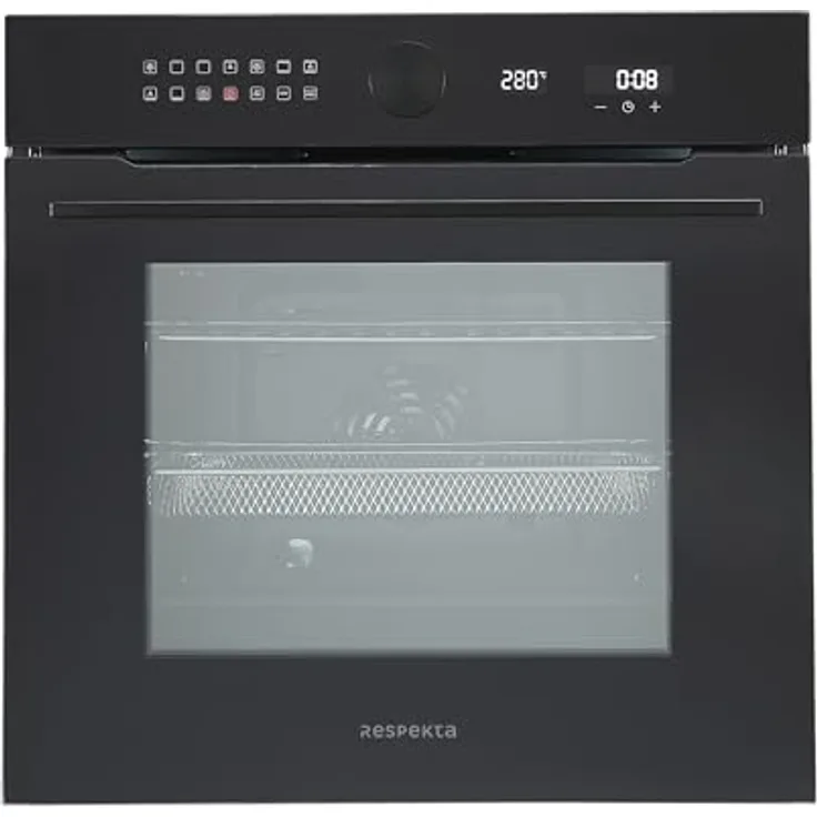Respekta Einbaubackofen AB900-19, autark, 71 Liter, A+, 14 Beheizungsarten, Pyrolyse-Reinigung, Airfry-Funktion, schwarz, inkl. Airfry-Grillblech