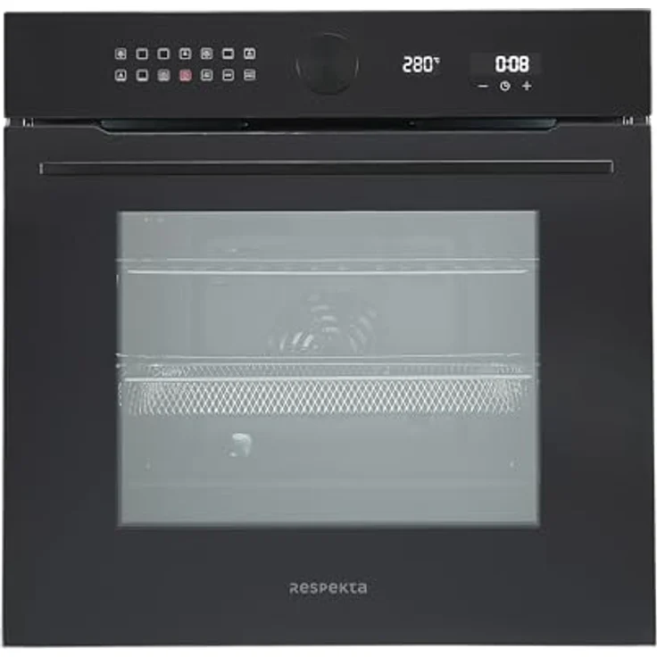 Respekta Einbaubackofen AB900-19, autark, 71 Liter, A+, 14 Beheizungsarten, Pyrolyse-Reinigung, Airfry-Funktion, schwarz, inkl. Airfry-Grillblech – Bild 1