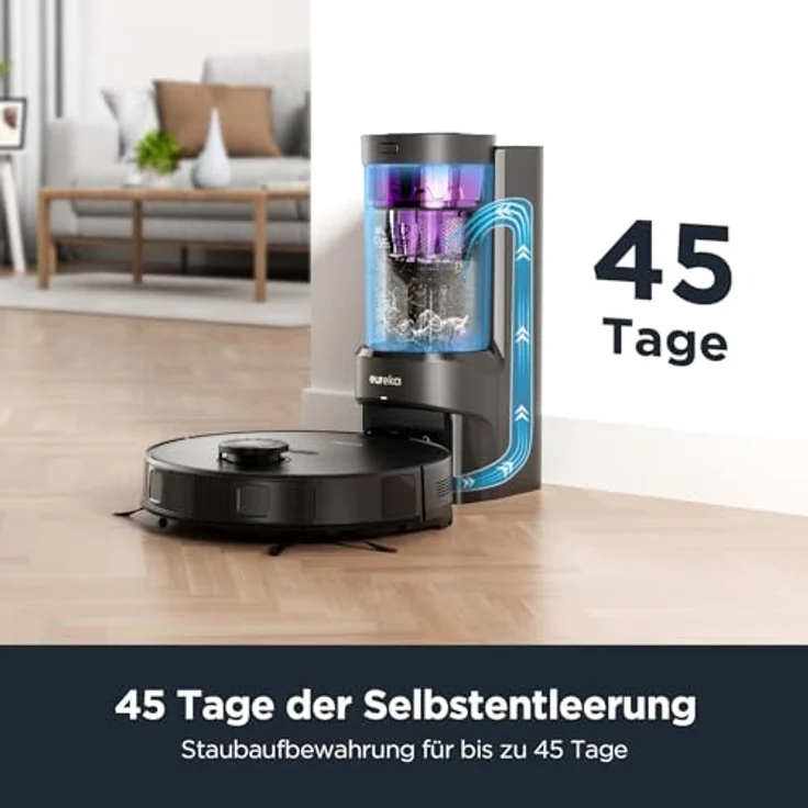 EUREKA NERE10S Saugroboter mit Wischfunktion und Automatischer Entleerung,180min Laufzeit Saug und Wischroboter,Staubsauger Roboter 4000Pa mit Absaugstation,LiDAR-Navigation Hindernisvermeidung – Bild 2