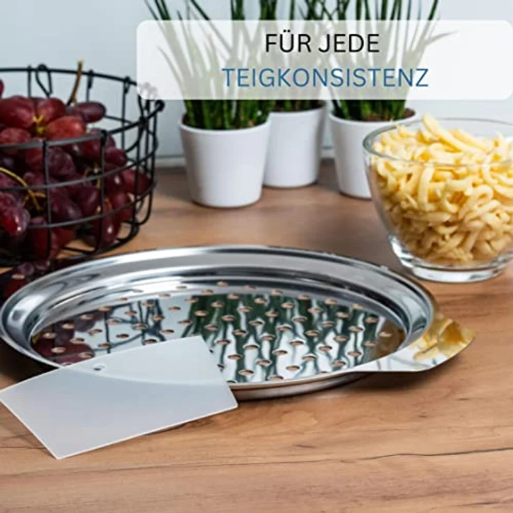 Westmark Spätzle--Topfaufsatz mit Teigschaber, Für Topfdurchmesser von 24 - 28 cm, Rostfreier Edelstahl-Kunststoff, Silber, 61112240 – Bild 9