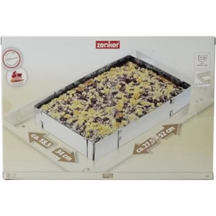 Zenker Backrahmen ausziehbar ''Patisserie'' verstellbarer Backrahmen Tortenrahmen rechteckig, 27,5 - 52 cm x 18,5 - 34 cm, Menge: 1 Stück – Bild 6