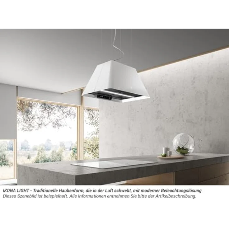 ELICA Deckenhaube IKONA LIGHT BL/F/60, Inselhaube in Schwarz mit LED-Beleuchtung und 610 m³/h Intensivleistung – Bild 4