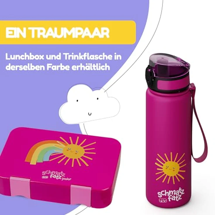 Klarstein Schmatzfatz Trinkflasche, 500 ml, auslaufsicher mit Fruchtaufsatz, BPA-frei, sportliches Design für Kinder, bunt – Bild 6