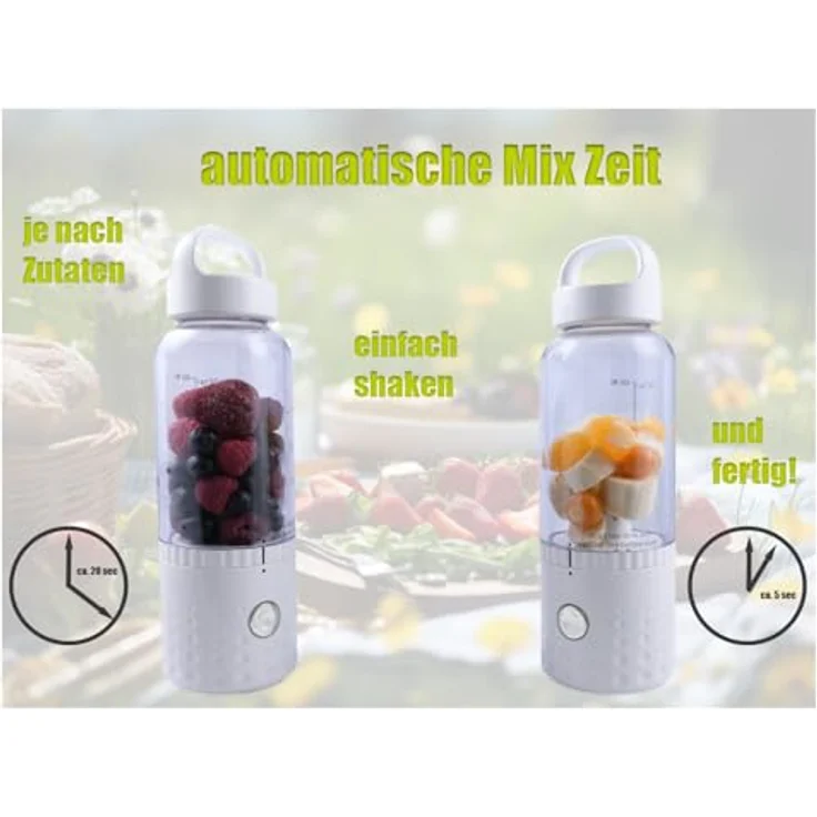 Vitaliano tragbarer Smoothie Maker to go, 500ml, wechselbare Flasche, USB, spülmaschinenfest, leichter Mixer, Standmixer, Weiss – Bild 5