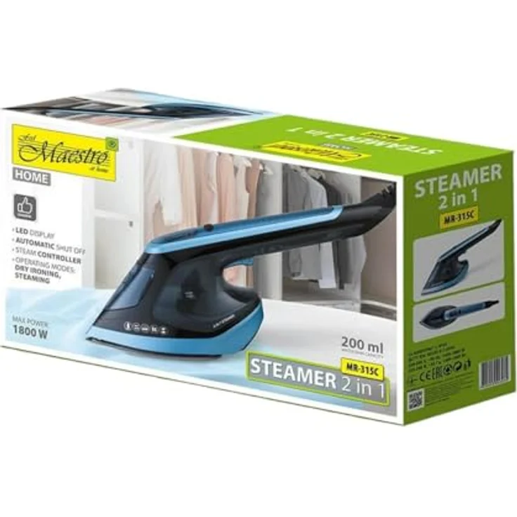 Maestro MR-315C Dampfgarer (MR-315C) 1800 Watt, Keramikbeschichtung, Vertikaldampf, 180ml Wassertank – Bild 2