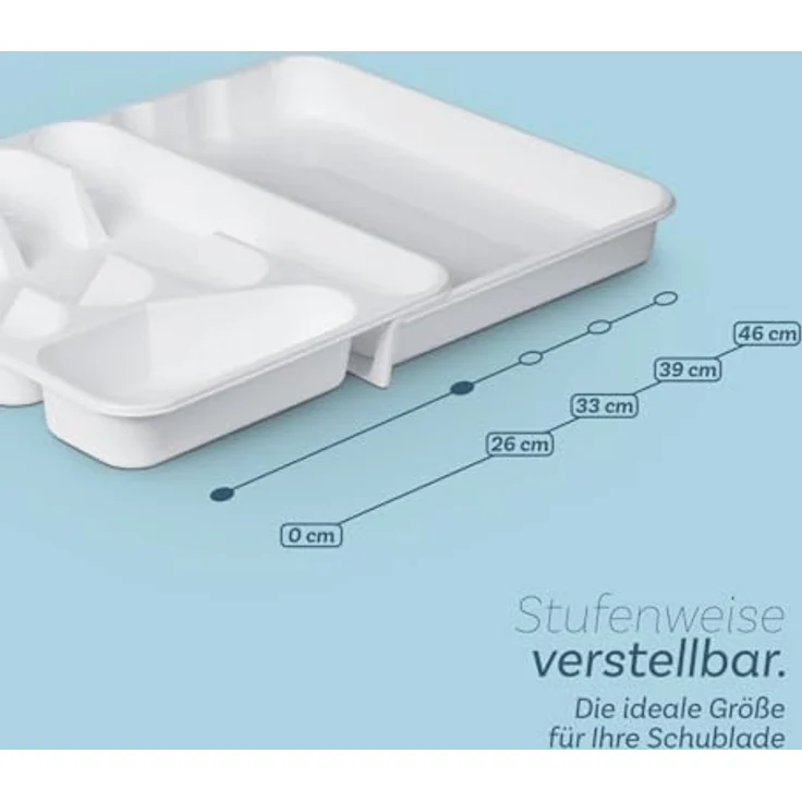 Pro Home Besteckkasten Besteck Organizer (33,5x26x4,5cm), Besteckeinsatz Schubladen, Besteckhalter Küche - Schubladeneinsatz, Weiß, Anthrazit – Bild 3