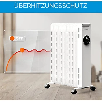 Midea NY2311-24UR Olieradiator, mobiele elektrische verwarming, 11 ribben met afstandsbediening en led-touchscreen, elektrische verwarming met thermostaat, 4 modi, oververhittingskantelbeveiliging