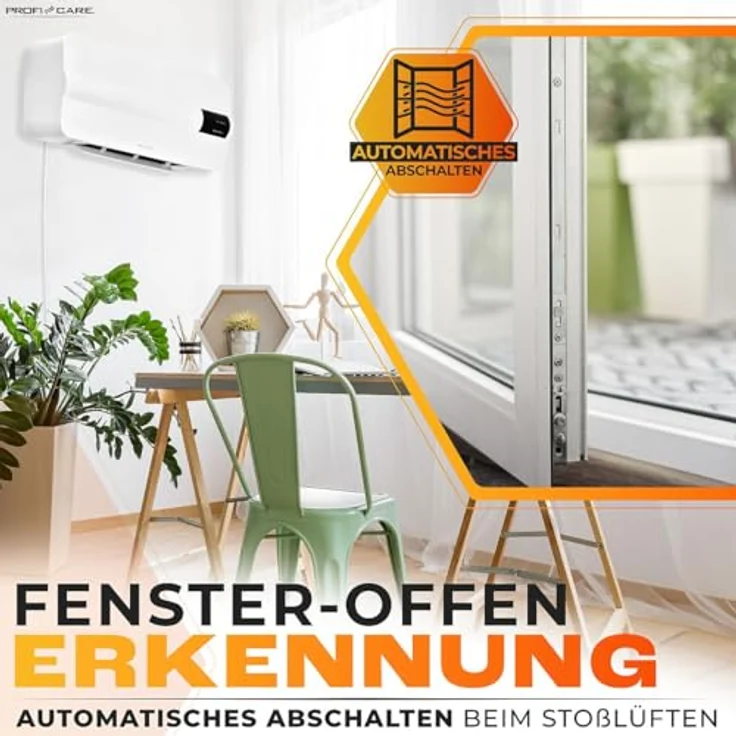ProfiCare® Wand Heizlüfter mit Fenster-Offen-Erkennung | Heizkörper für bis zu 60qm | Elektroheizung für Wandmontage inkl. Montagematerial | Heizung mit 1,5m Kabel, Fernbedienung & Timer | PC HL 3116 – Bild 5