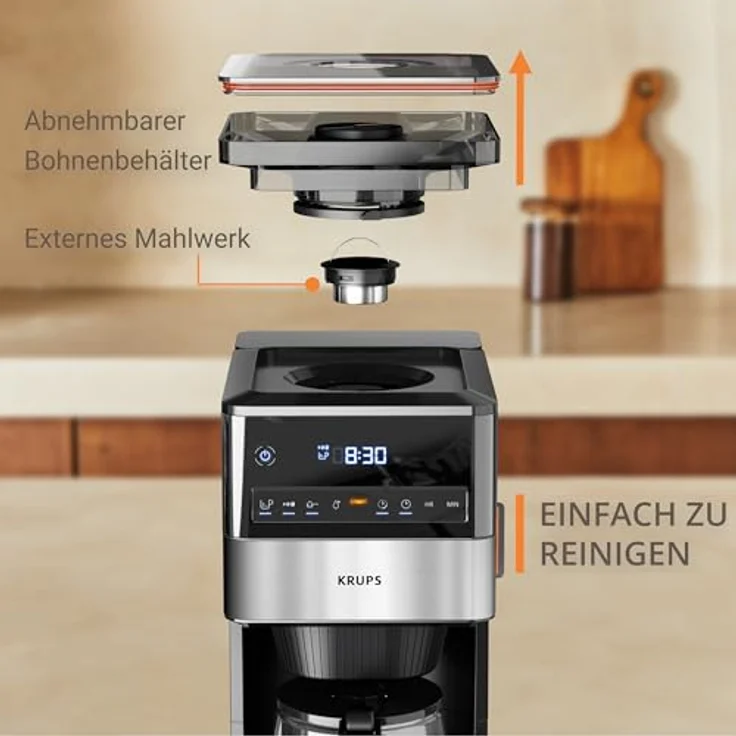 Krups Filterkaffeemaschine KM8428 Grind Aroma XL, bis zu 18 Tassen, digitales Bedienfeld, schwarz – Bild 6