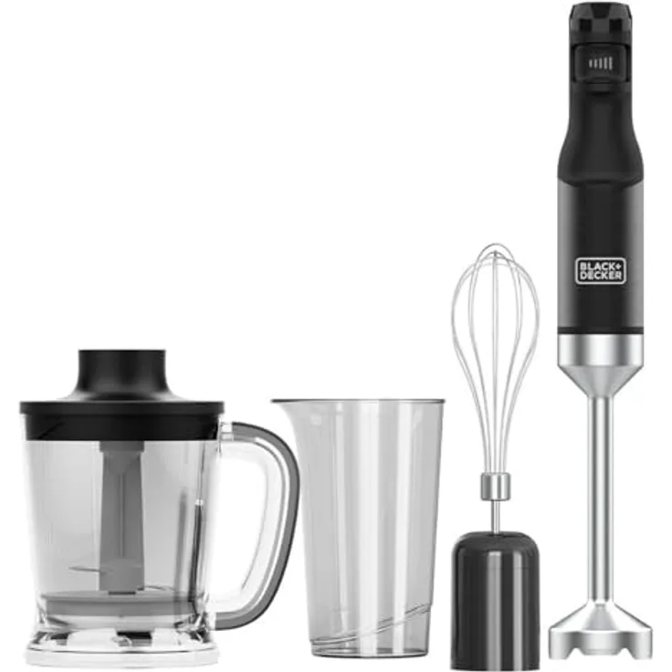 Black & Decker Stabmixer Black+Decker BXHBA1501E, Stabmixer, Schwarz, Transparent