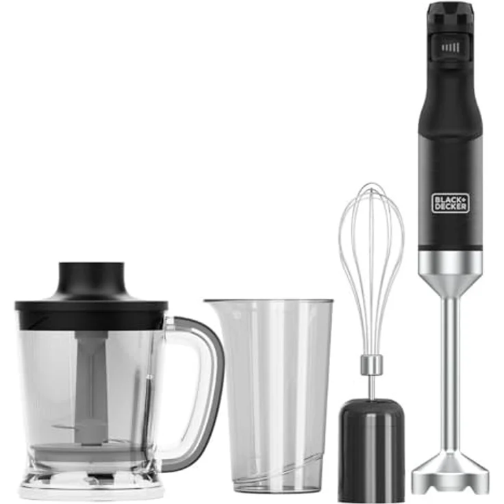 Black & Decker Stabmixer Black+Decker BXHBA1501E, Stabmixer, Schwarz, Transparent – Bild 1