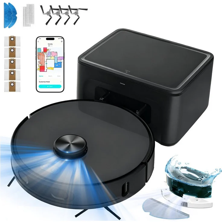 Ruzava Y680 Saugroboter 8800 Pa, 4-in-1 mit Wischfunktion, HEPA-Filter, 38 W, mit Beutel, für Teppiche und Hartböden