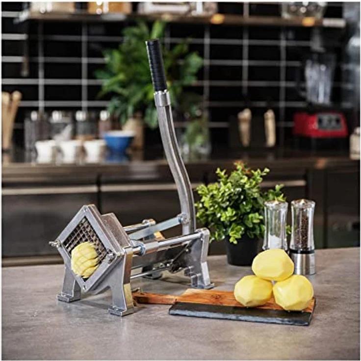 Royal Catering RCKS-3 Pommesschneider Kartoffelschneider Gemüseschneider (Inkl. 3 Messereinsätze 8x8/10x10/12x12, Manuell, Tisch- und Wandmontage, Edelstahl und Aluminium, Stabil) - Preisvergleich – Bild 3